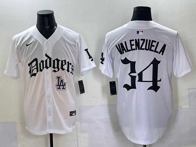 Men Los Angeles Dodgers  #34 Valenzuela white Nike 2025 MLB jersey 003->new york yankees->MLB Jersey